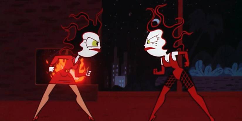 Sedusa facing off against Ms. Bellum in the Powerpuff Girls