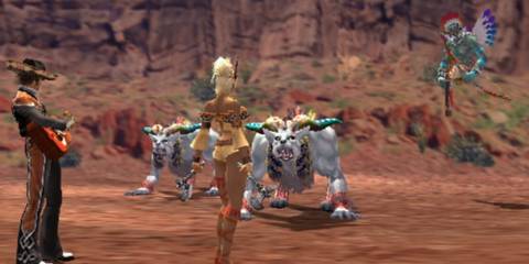 Ricardo and Shania battling beasts