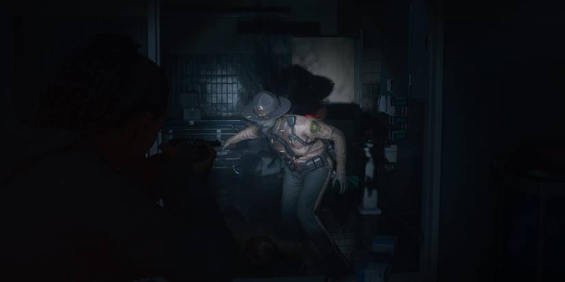 Shooting enemies with the Pump-action Shotgun in Alan Wake 2