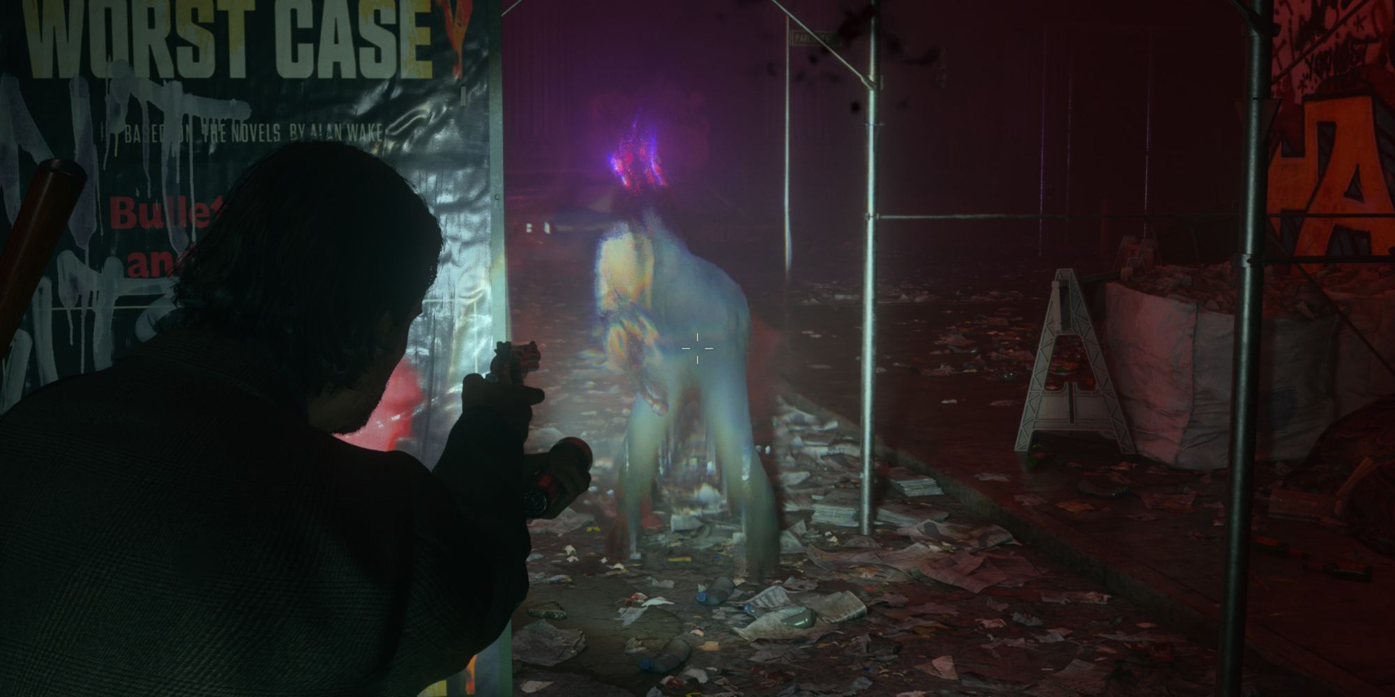 Shooting enemies with the Revolver in Alan Wake 2