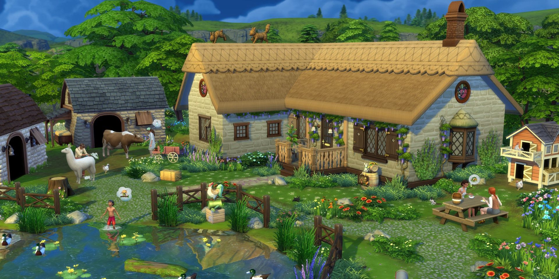 A cottage house in The Sims 4