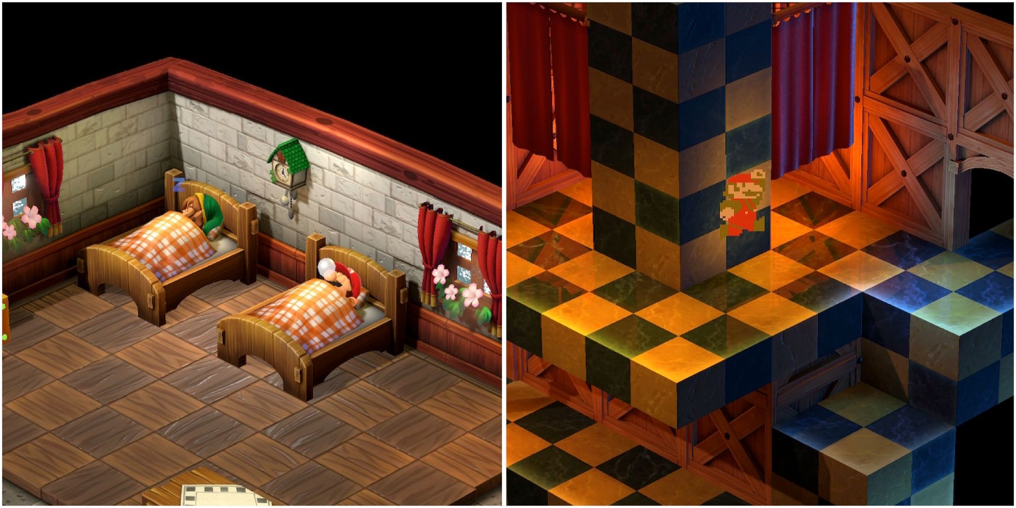 Sleeping next to Link and pixel Mario in Super Mario RPG