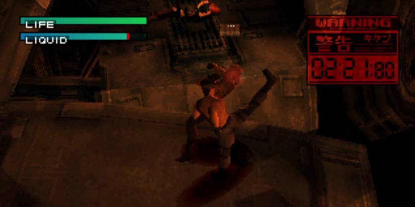 Snake fighting Liquid On Rex Metal Gear Solid PS1 