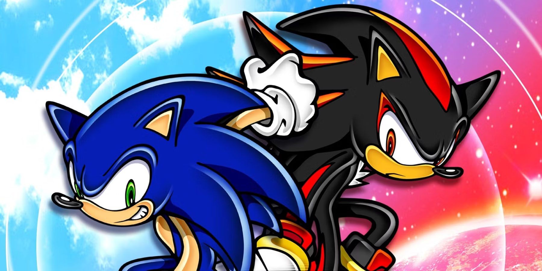 A promotional image of Sonic and Shadow for Sonic Adventure 2.