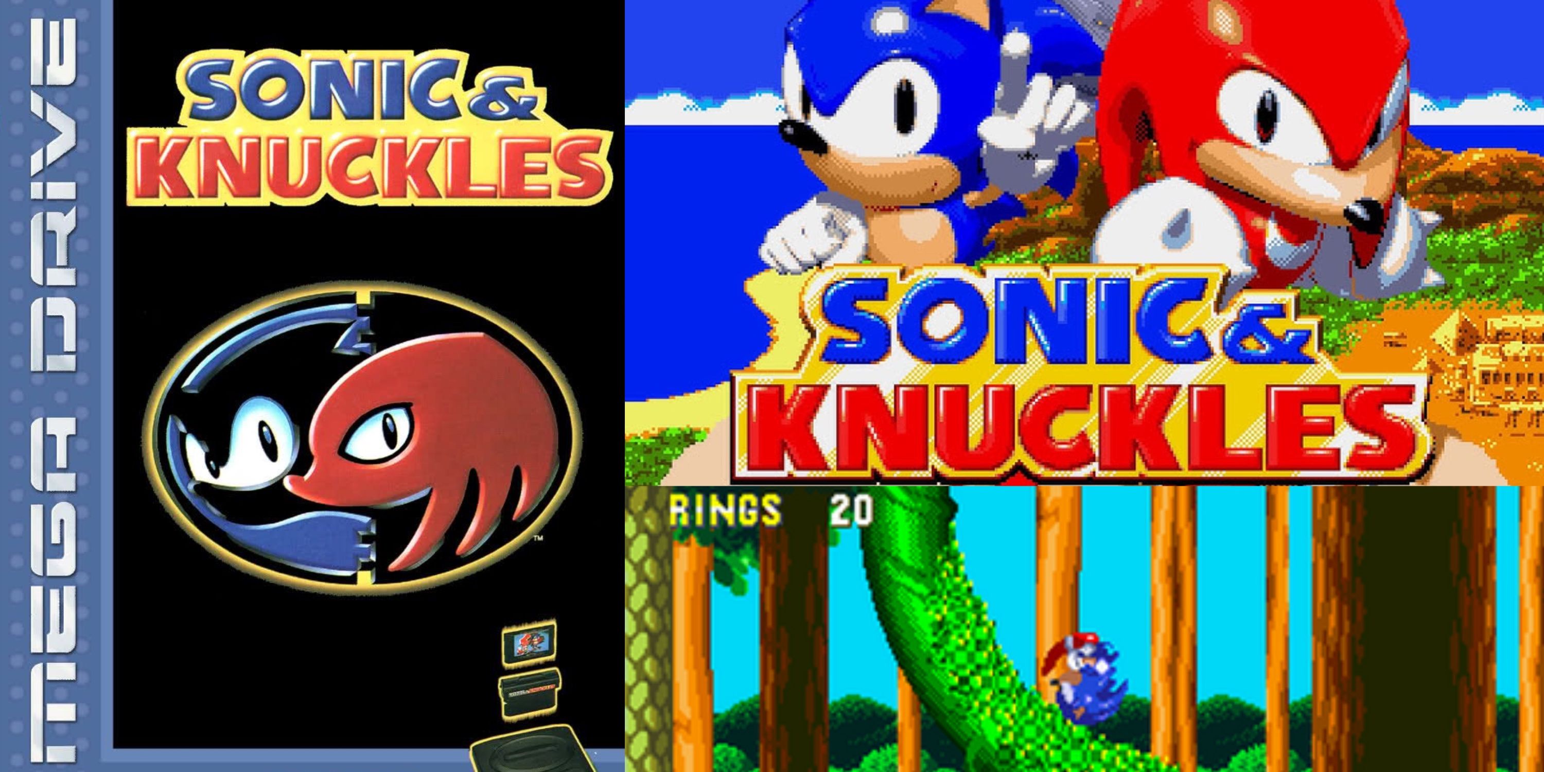 sonic and knuckles mega drive box art, screenshot, title screen