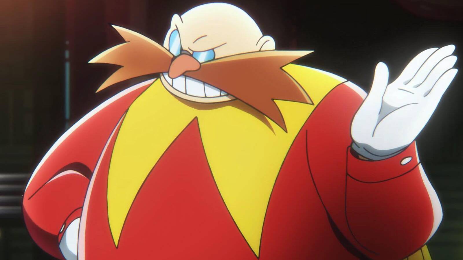 A screenshot of Dr. Eggman in an animated cutscene in Sonic Superstars.