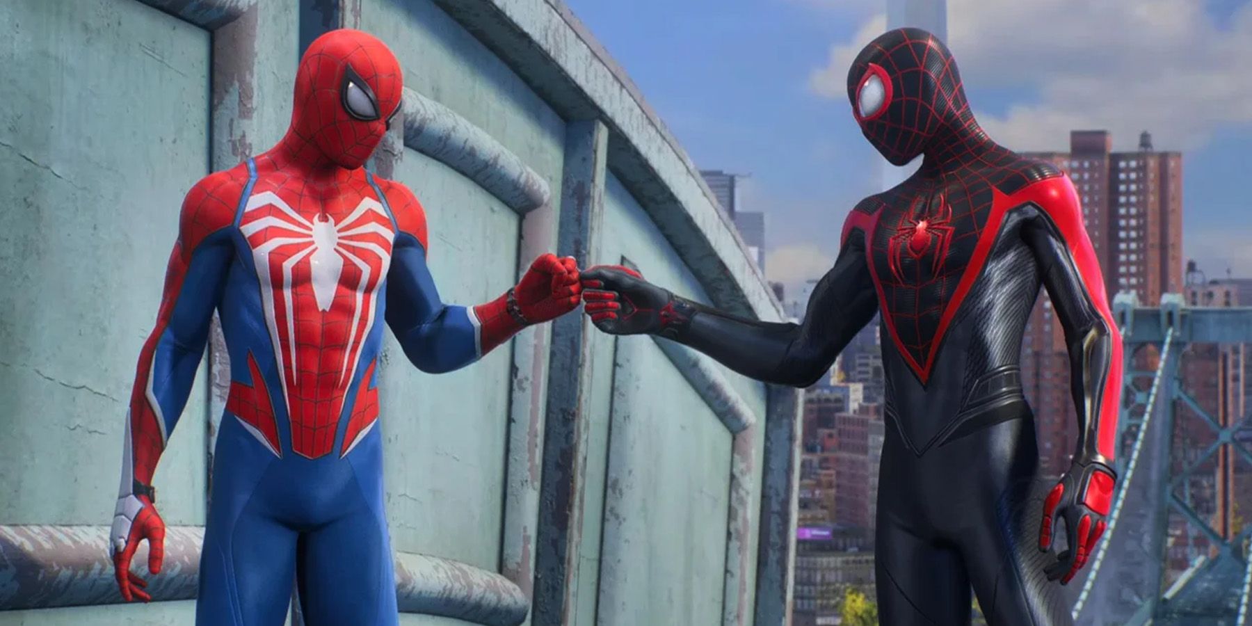 Spider-Man 2 Peter and Miles fist-bumping