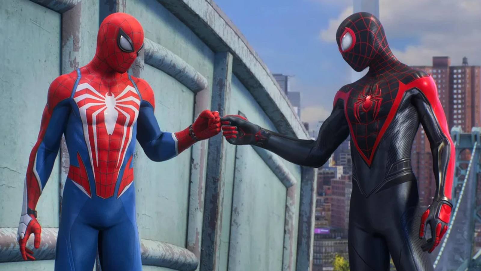 Spider-Man 2 Peter and Miles fist-bumping
