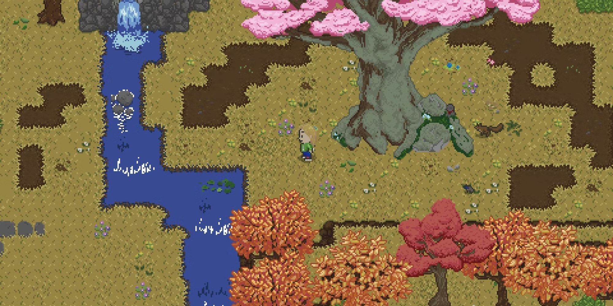 A player standing by a tree in Spirittea