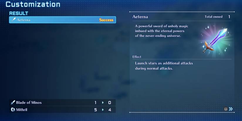 Star Ocean 2 - crafting the Aeterna Sword