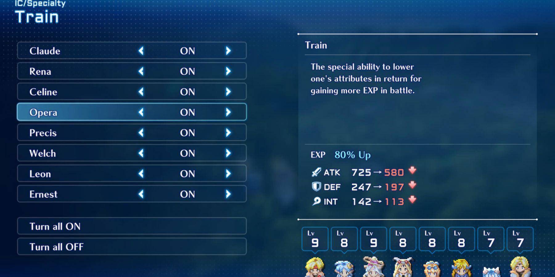 Star Ocean The Second Story increasing EXP with Train