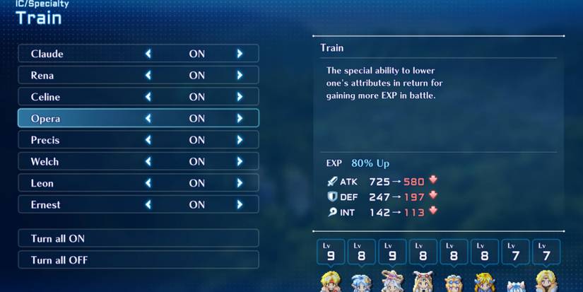 Star Ocean The Second Story increasing EXP with Train