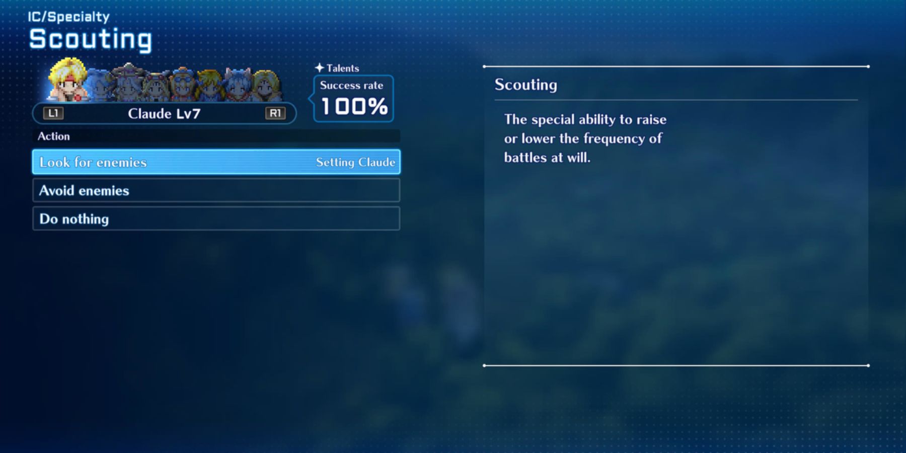 Star Ocean The Second Story - the Scouting skill to increase or decrease enemies
