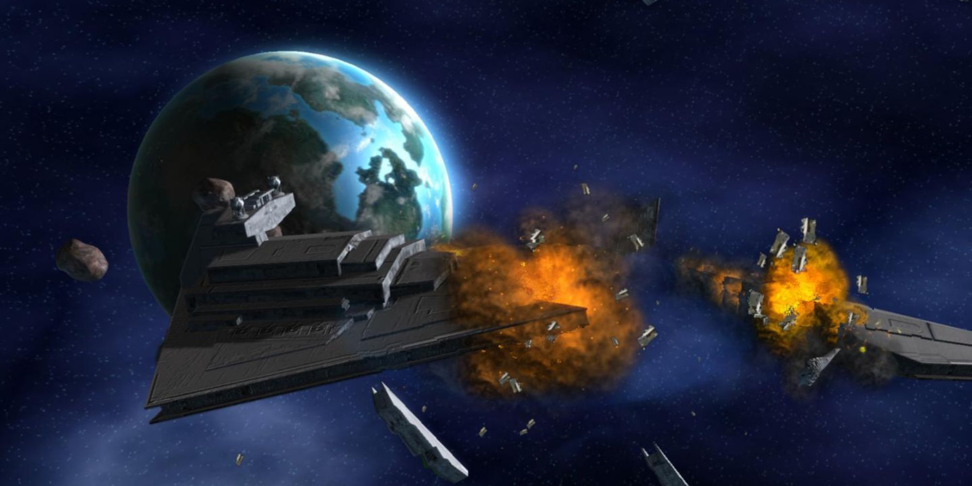 A ship exploding in Star Wars: Empire At War