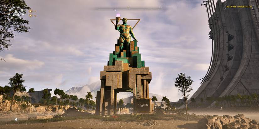 Statue with a lit torch