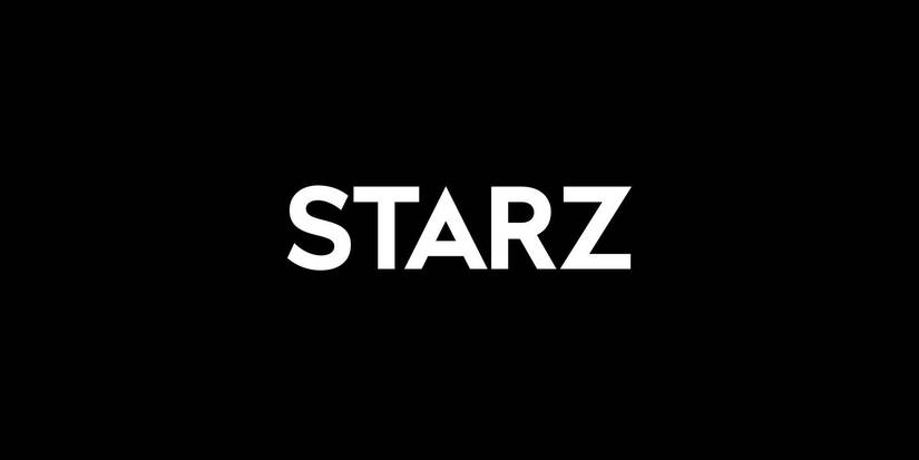 This image shows the Starz logo with a black background