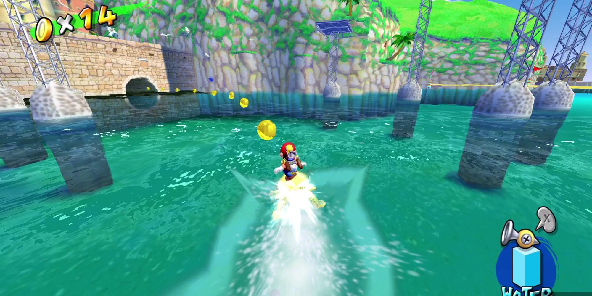 Mario surfing on a Blooper