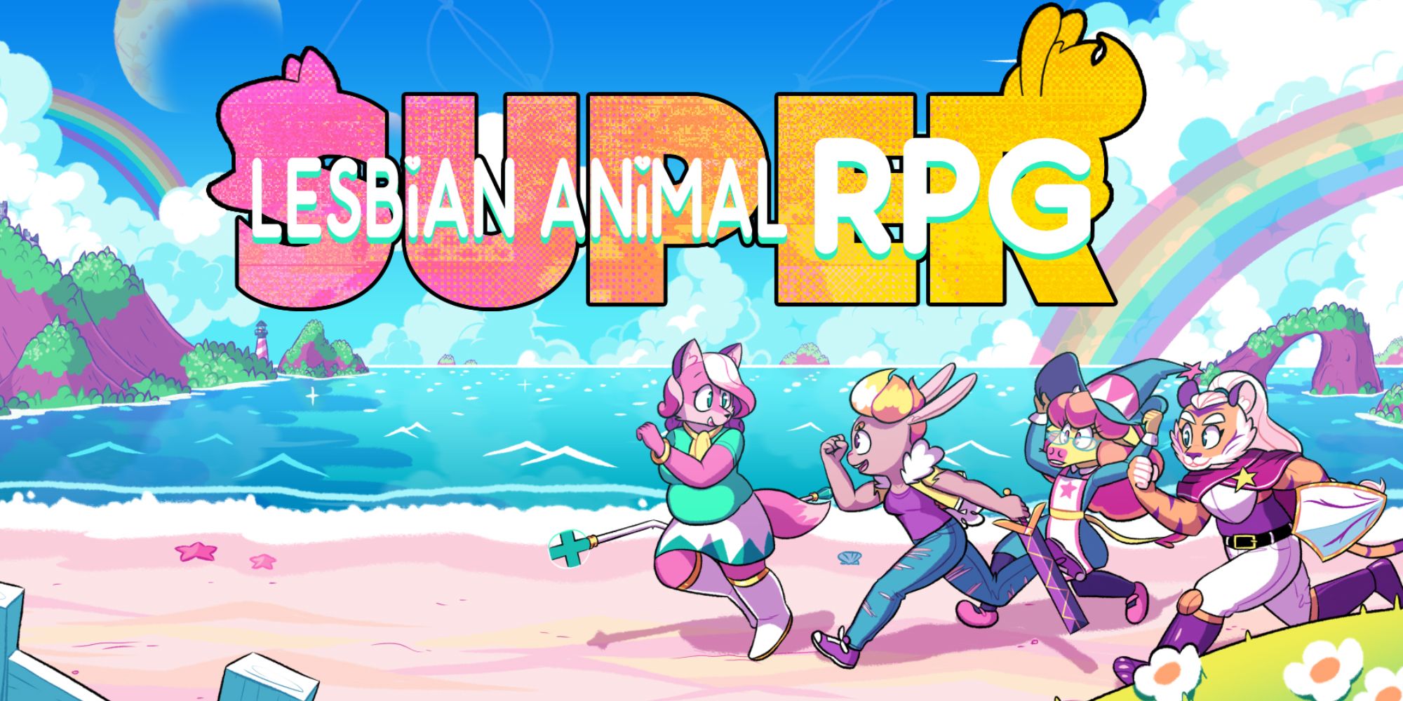 Super Lesbian Animal RPG Personagem principal trans lésbica RPG de aventura baseado em turnos fofo