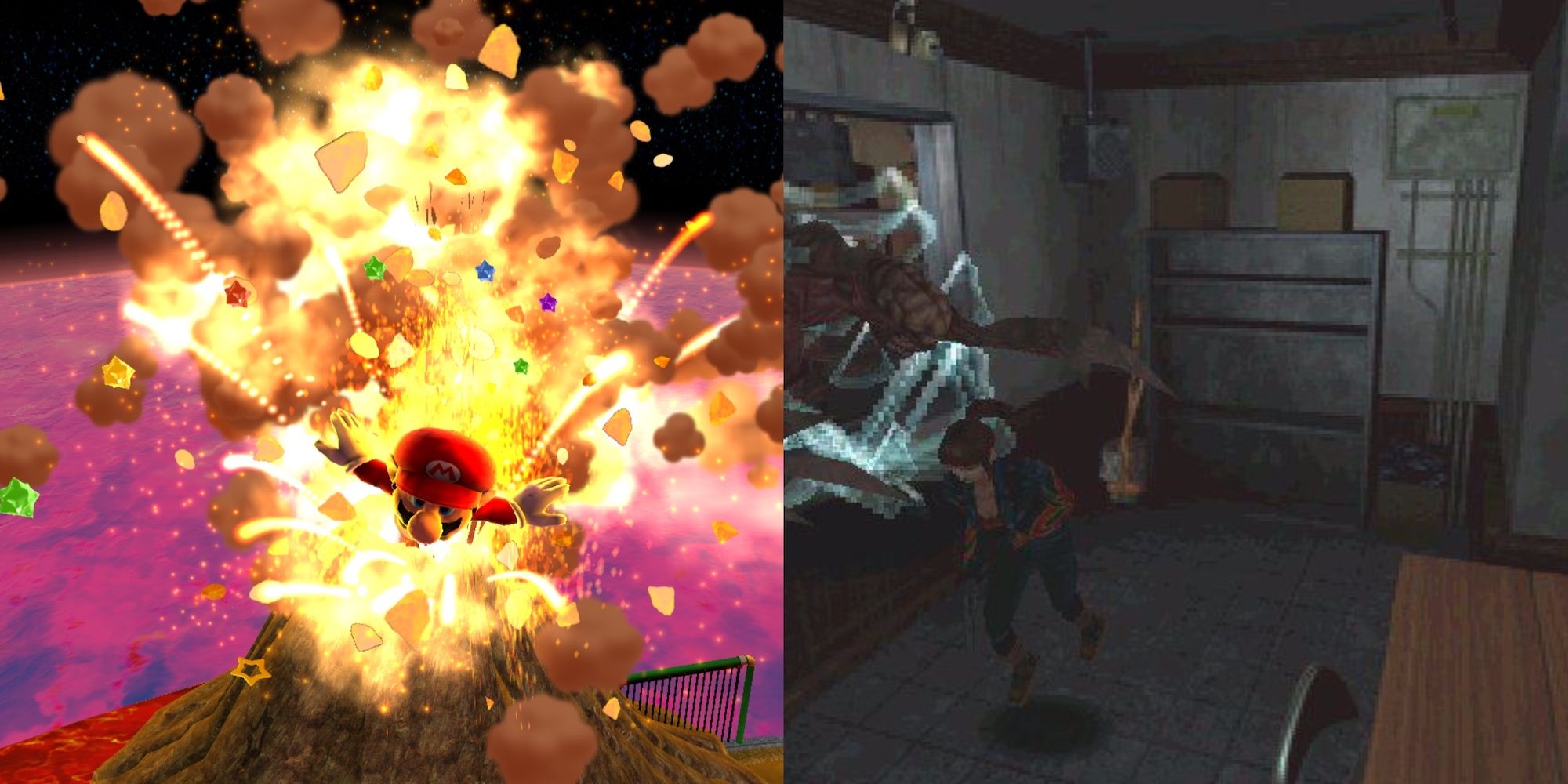 Super Mario Galaxy and Resident Evil 2 split image-1