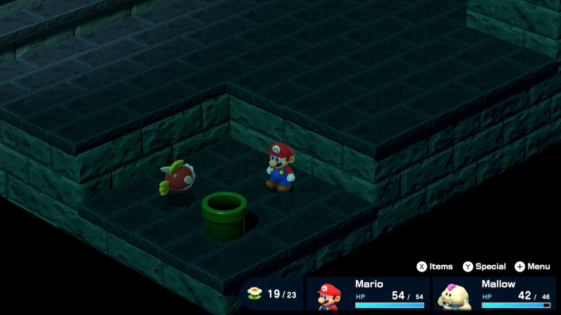 Super Mario RPG Kero Sewers Green Pipe reachable after draining area