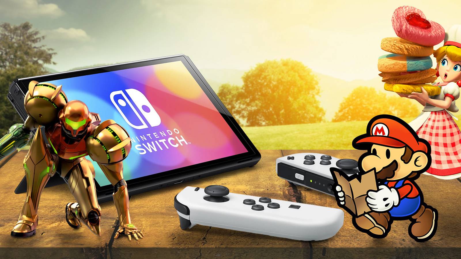 switch oled metroid paper mario princess peach