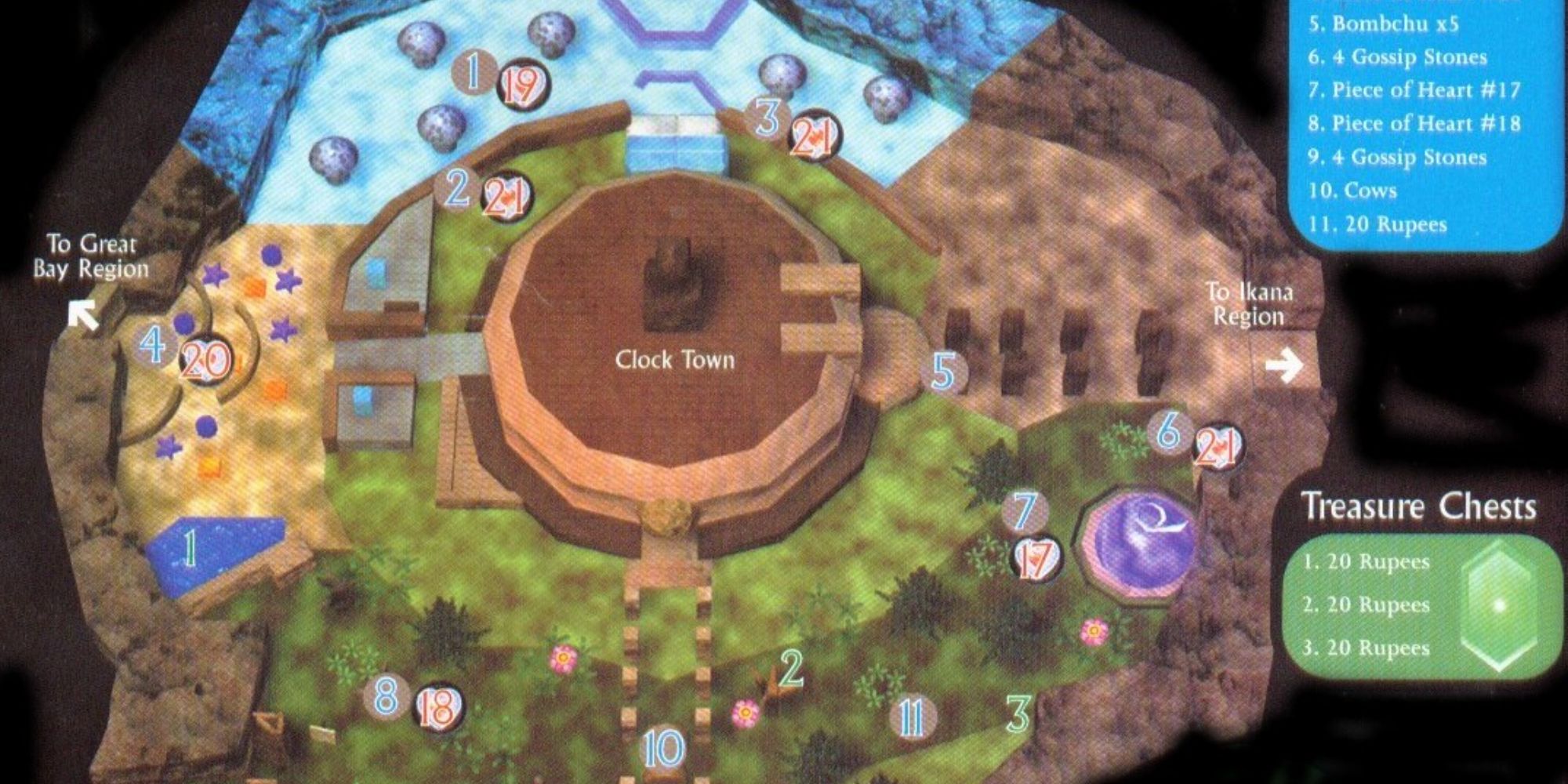 A map of Termina from the Majora's Mask manual