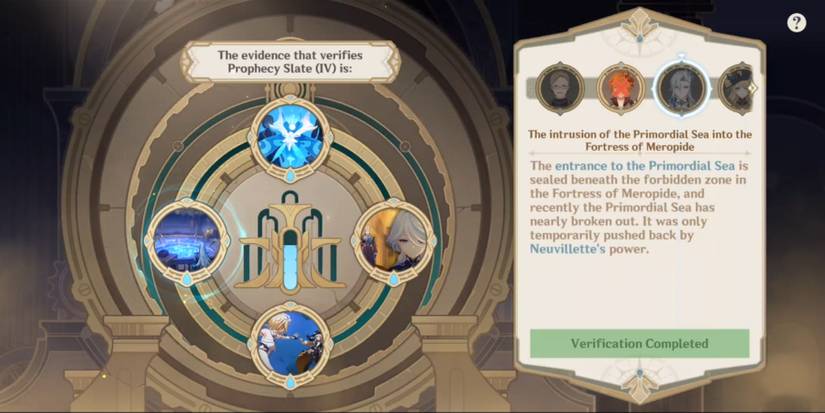 the evidence that verifies prophecy slate 4 in genshin impact