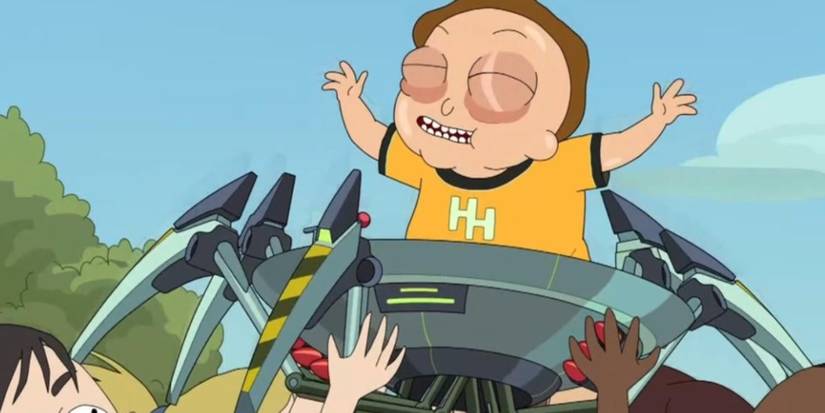 The frolf team carries Kuato Morty in Rick and Morty