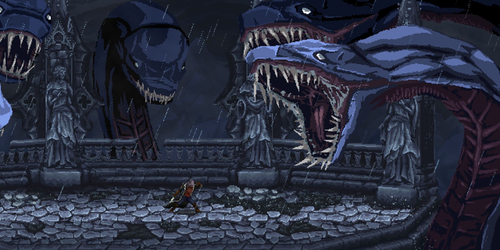 A player fighting a monster in The Last Faith