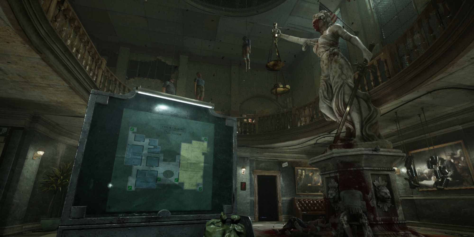 Courtroom in The Outlast Trials