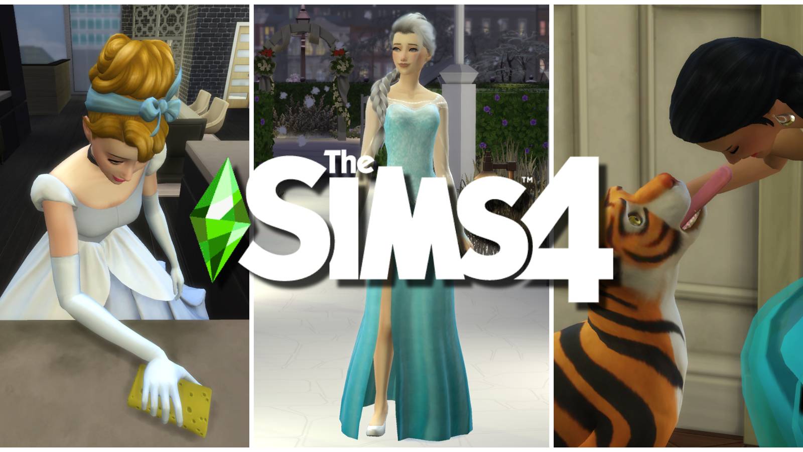 Cinderella, Elsa, and Jasmine are part of The Sims 4 Disney Princess Challenge