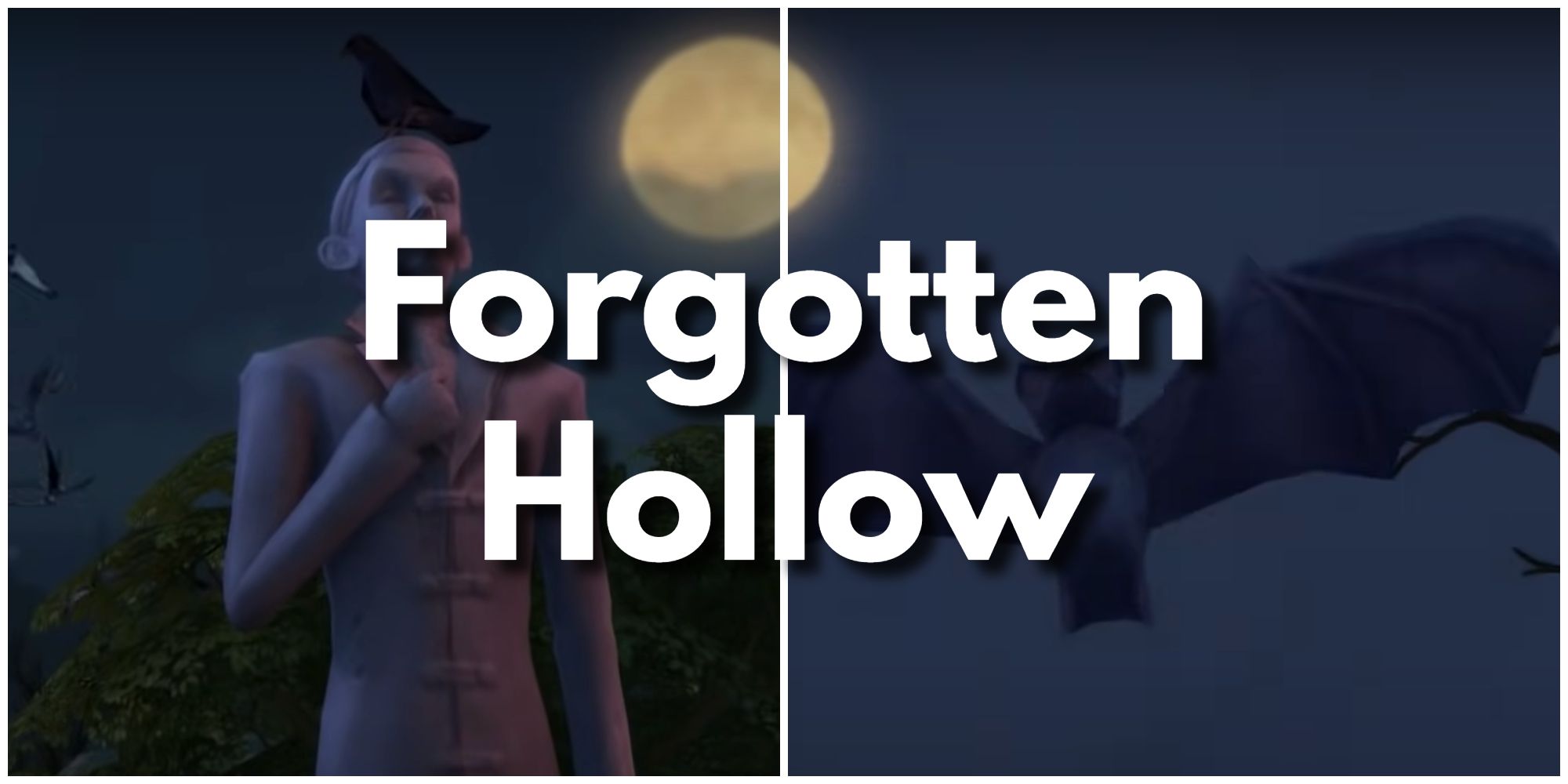 There are bats and crows in the Sims 4 Vampires world, Forgotten Hollow.
