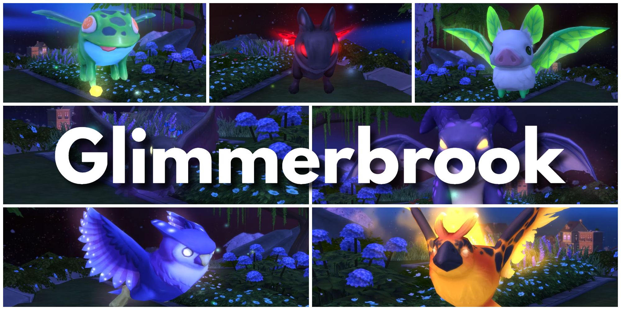 The world from the Realm of Magic pack, Glimmerbrook, has many familiars for animal-lovers
