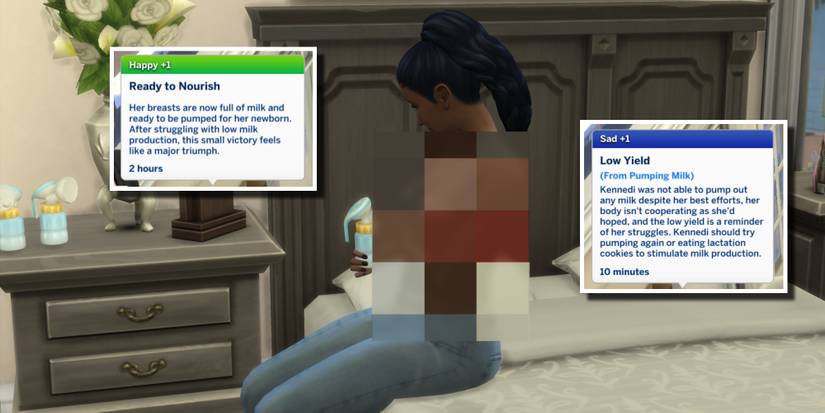 Sims can now pump for milk or use formula to feed their newborn babies with Pandasama's Childbirth Mod.