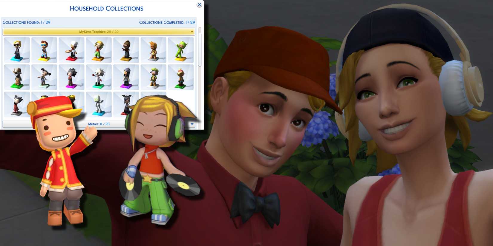 Buddy and DJ Candy from the MySims game recreated for The Sims 4 MySims Legacy Challenge