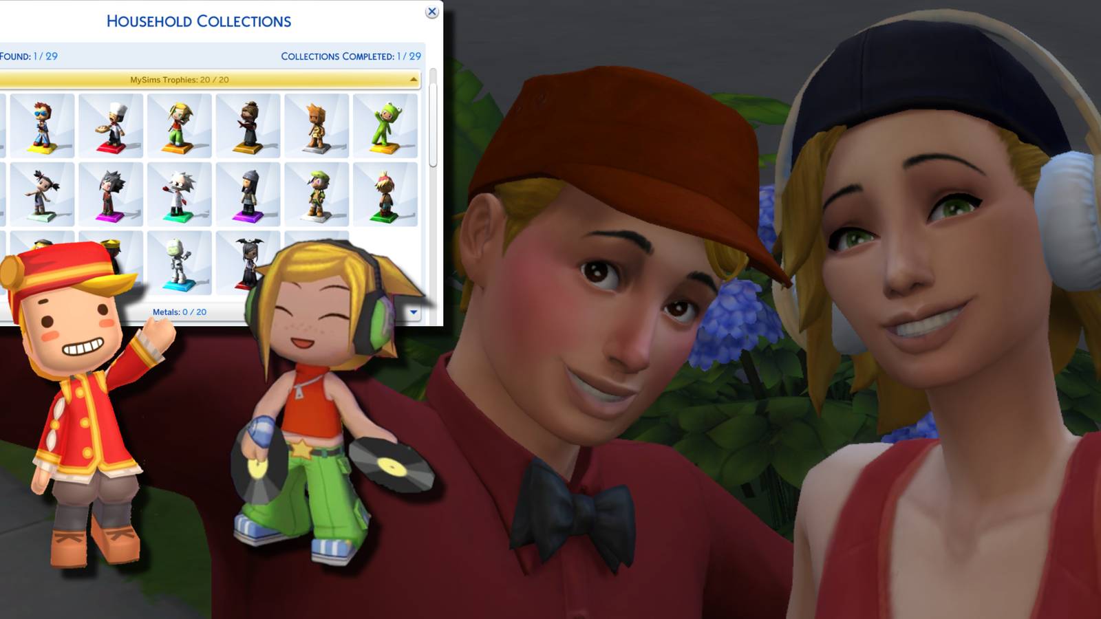 Buddy and DJ Candy from the MySims game recreated for The Sims 4 MySims Legacy Challenge