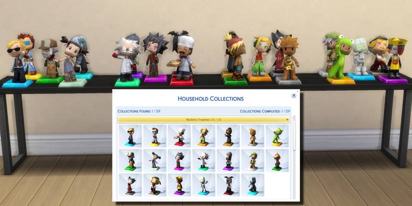 The completed MySims Trophies Collection for the MySims Legacy Challenge in The Sims 4