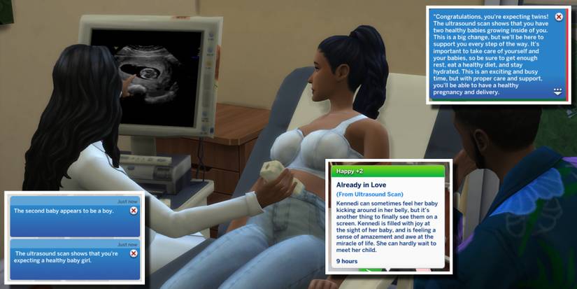 Pregnant Sims can get an ultrasound scan to share with friends and family with Pandasama's Childbirth Mod.