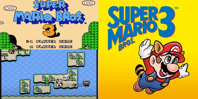 the islands shaped like Japan, title screen and cover art for SMB 3