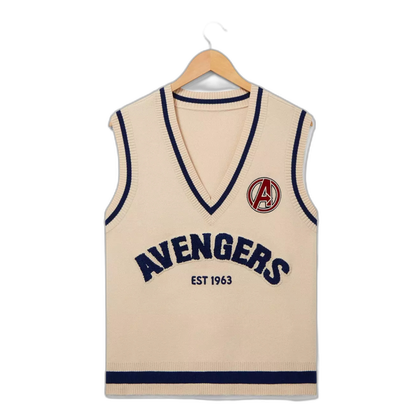 Sweater Vest inspired by Avengers, with Avengers logo on it and established date.