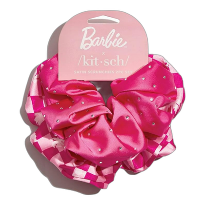 Barbie x Kitsch satin scrunchies, 2 pack.