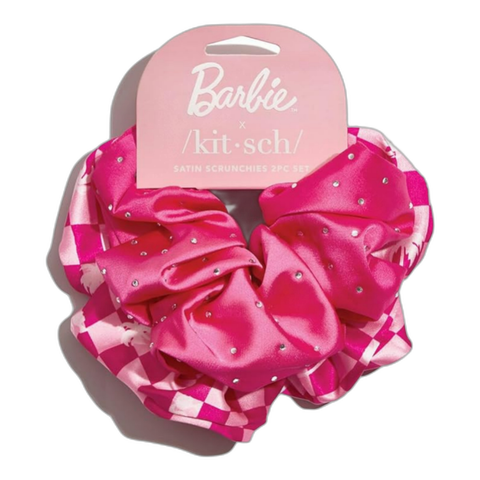 Barbie x Kitsch satin scrunchies, 2 pack.