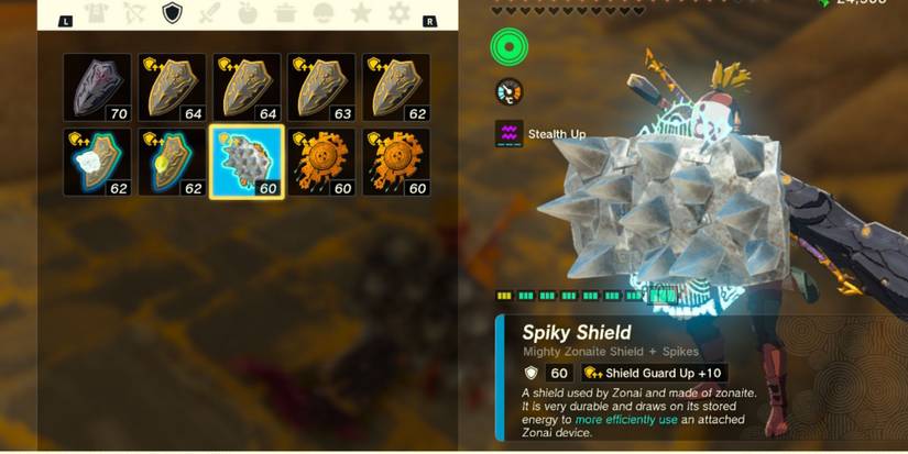 A Spiky Shield in Link's inventory