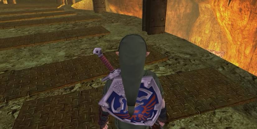 link standing in the goron mines