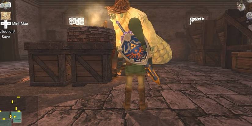 link in front of yeta in the snowpeak ruins
