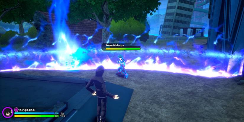 Dabi in a ring of fire with deku