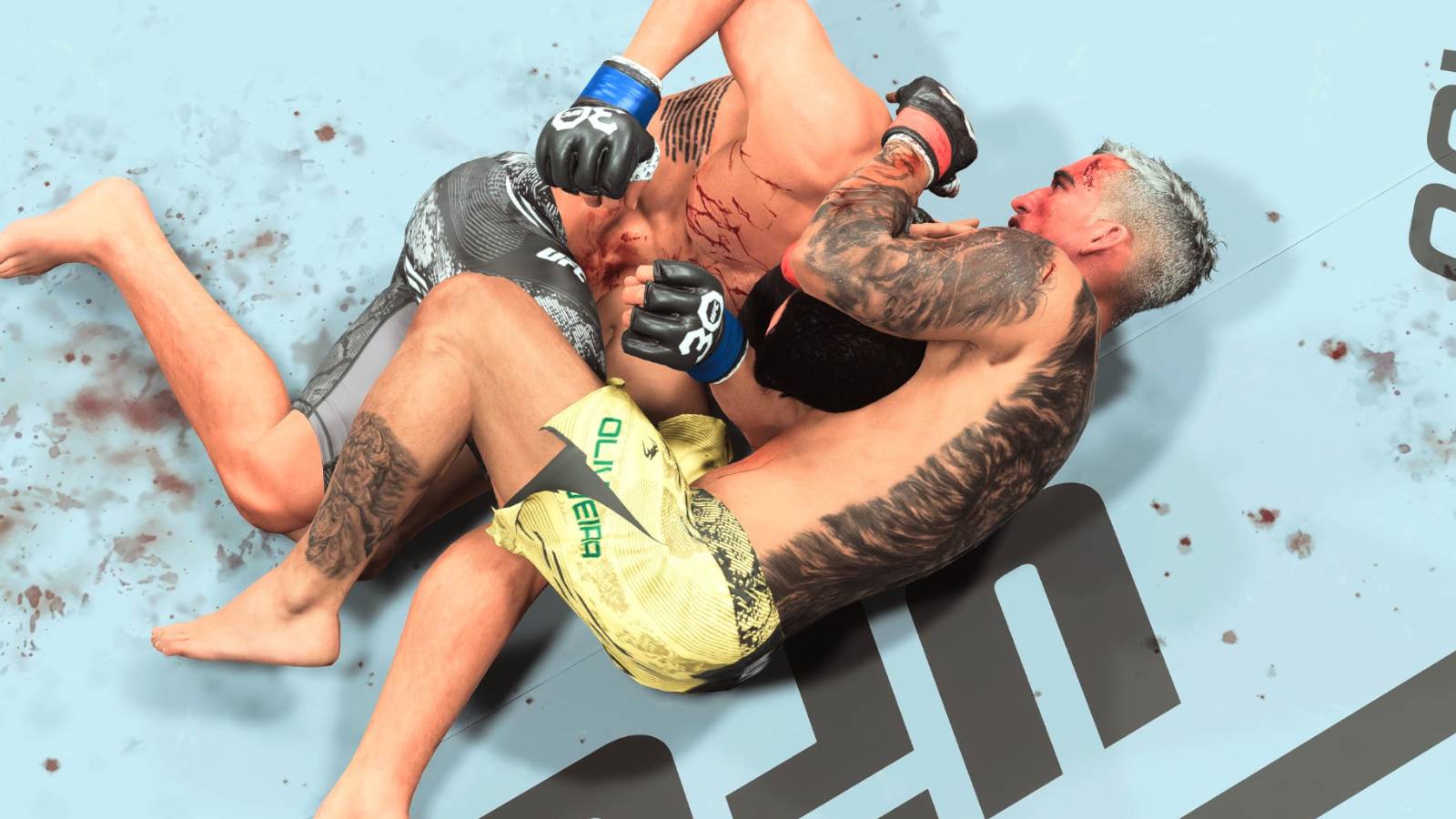 UFC 5 Oliveira locking in the submission