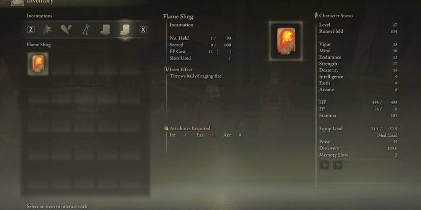 flame sling in inventory elden ring
