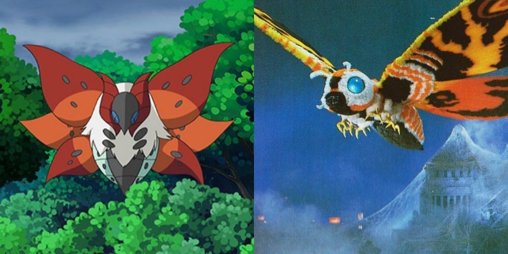 A comparison between the Pokémon Volcarona and the Kaiju Mothra