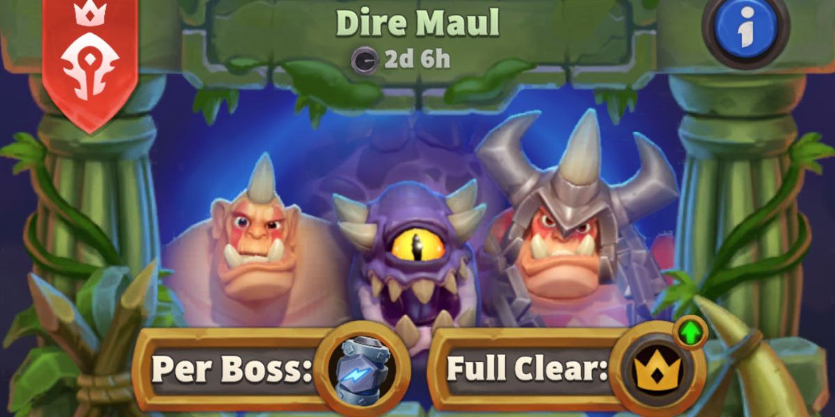 Warcraft Rumble Dungeon Dire Maul Dungeons Menu Screen